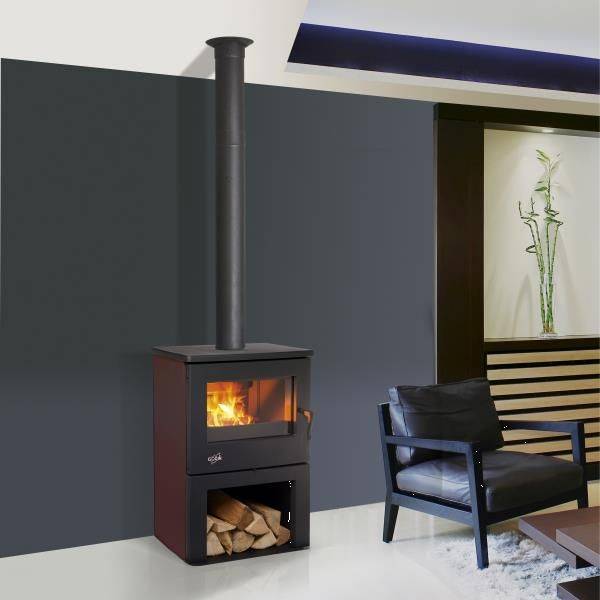 Poêle à bois 8.5kw noir/carmin 362113CARMIN Godin - Image 1
