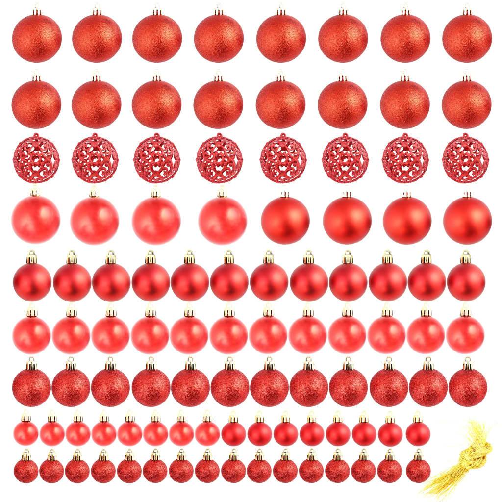 Ensemble de boules de Noël - Ornements de Noël - décorations de Noël 100 pcs 3/4/6 cm Rouge - Image 1
