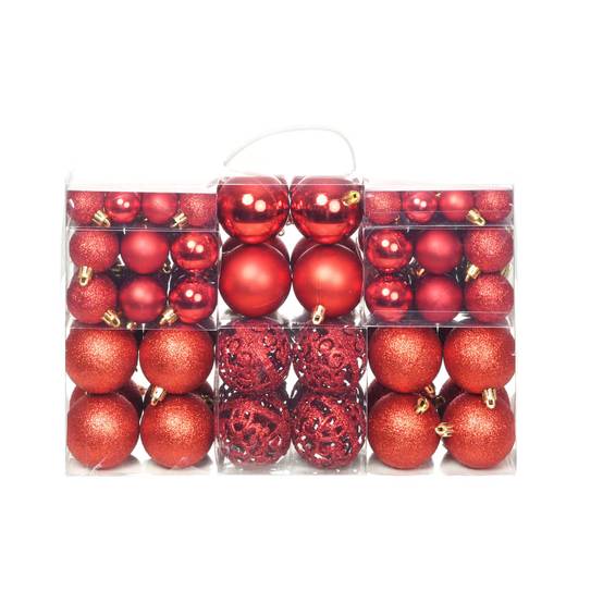 Ensemble de boules de Noël - Ornements de Noël - décorations de Noël 100 pcs 3/4/6 cm Rouge - Image 2