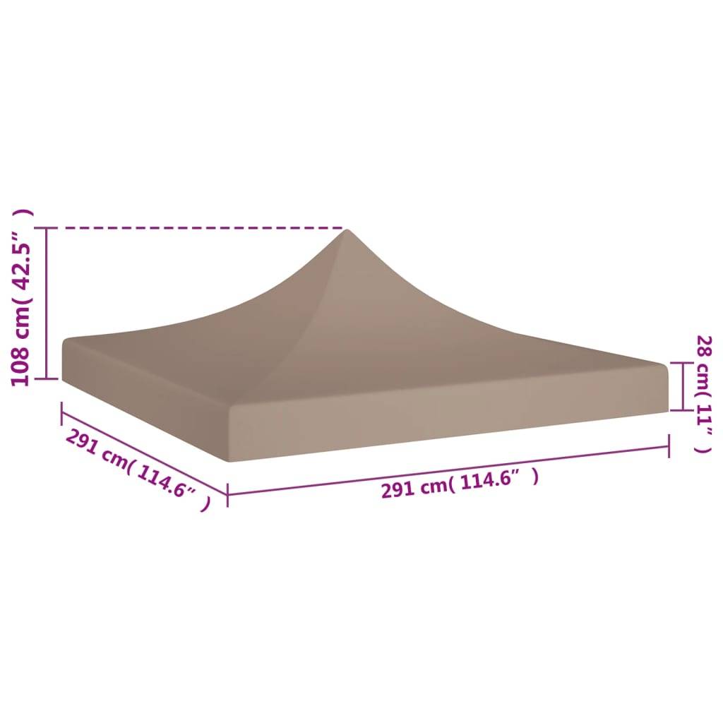 Maison Chic - Toile de rechange - toile pour tonnelle tente 3x3 m Taupe 270 g/m² - Meuble Pro - Image 5