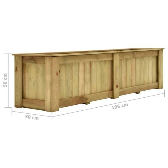 Jardinière surélevée - Bac à fleurs - Pot de fleurs 196x50x50 cm Bois de pin imprégné - Image 5
