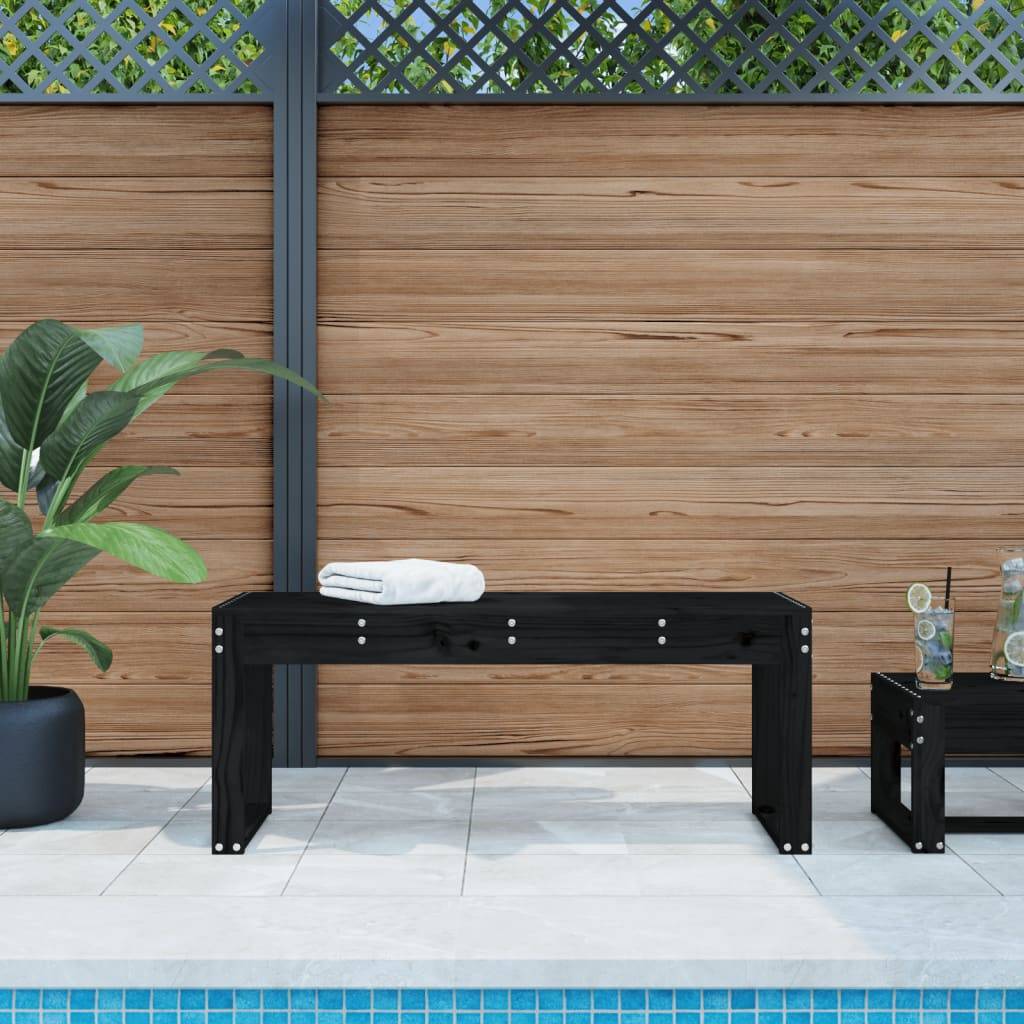 Maison Chic - Banc de jardin - Banc d'extérieur - Banquette noir 110x38x45 cm bois massif de pin - Image 2