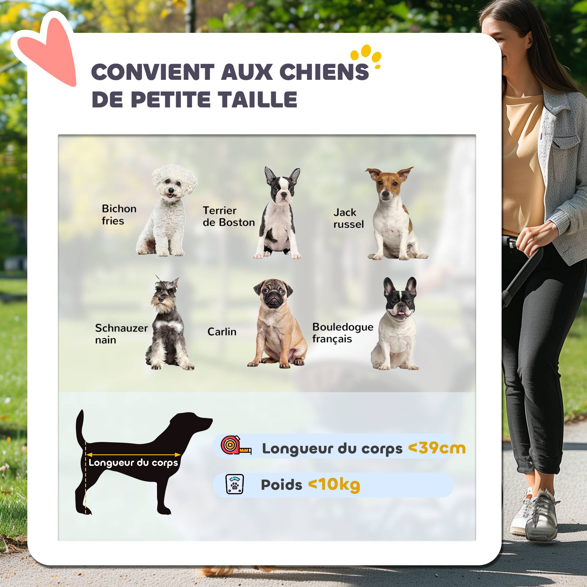 Poussette pour chien pliable avec panier de rangement, coussin lavable, roues en caoutchouc et auvent réglable, gris - Image 7