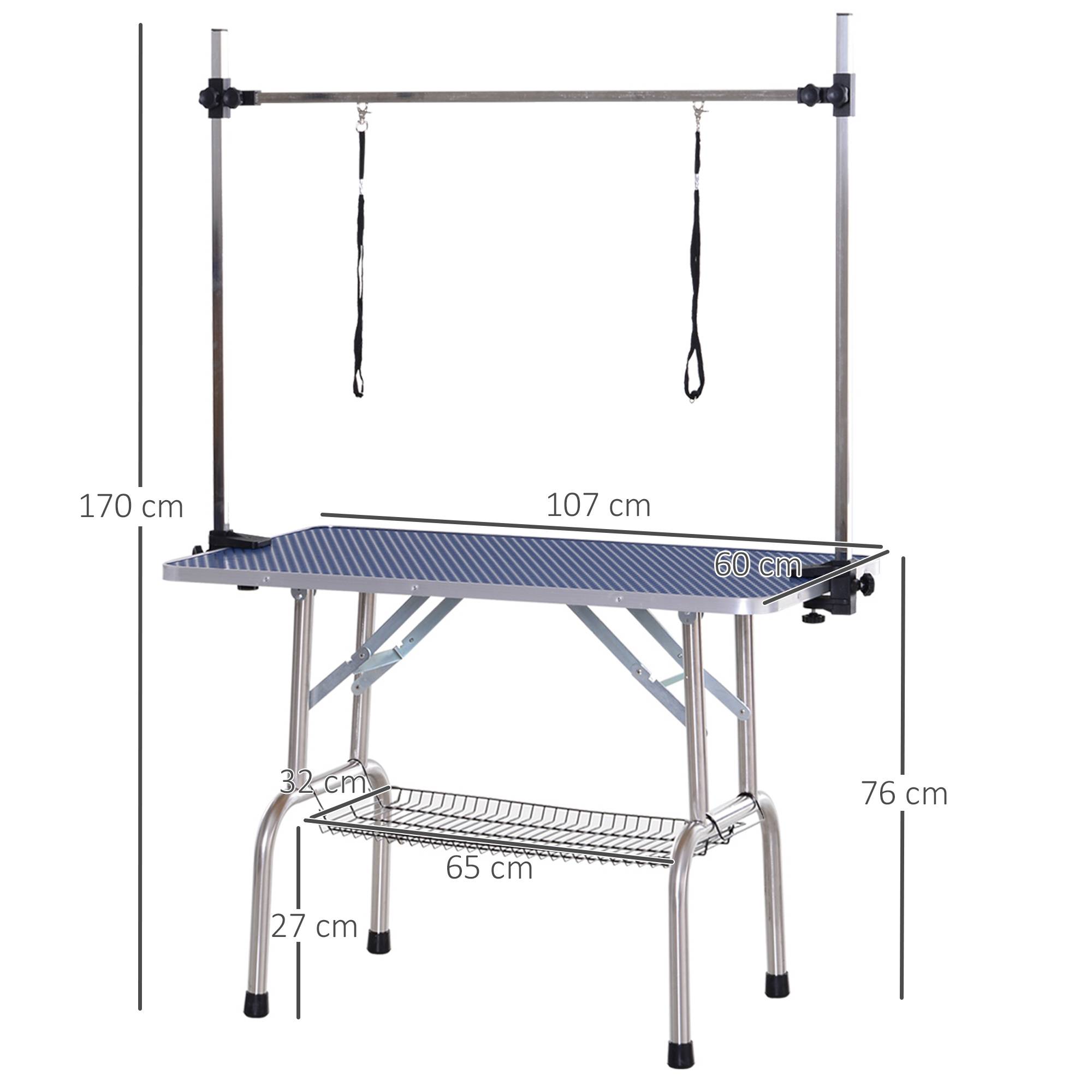 ComfortXL - Table de toilettage chien acier 107x60x170 cm pliable réglable avec sangles et étagère - ComfortXL Outdoor Living - Image 5