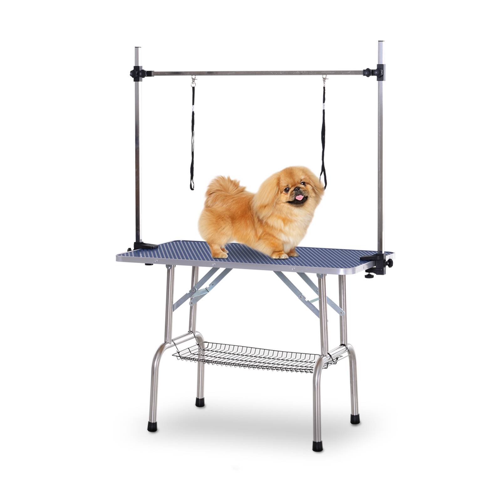 ComfortXL - Table de toilettage chien acier 107x60x170 cm pliable réglable avec sangles et étagère - ComfortXL Outdoor Living - Image 1