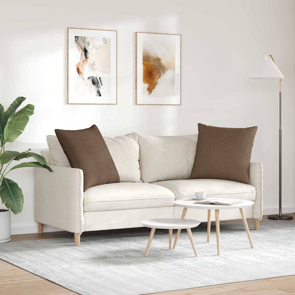 Paire de Coussins de Sofa en Tissu Doux Housse Amovible avec Zip pour Salon Marron 60x60 cm – ComfortXL Outdoor Living - Image 4