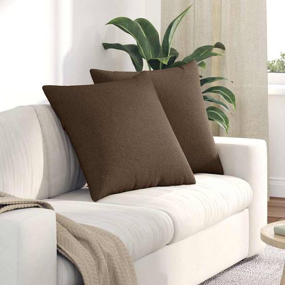 Paire de Coussins de Sofa en Tissu Doux Housse Amovible avec Zip pour Salon Marron 60x60 cm – ComfortXL Outdoor Living - Image 1