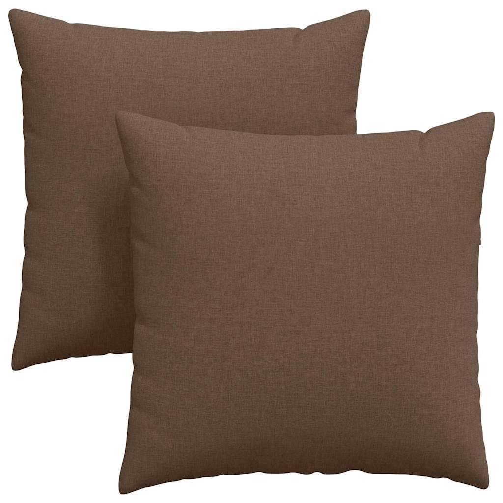 Paire de Coussins de Sofa en Tissu Doux Housse Amovible avec Zip pour Salon Marron 60x60 cm – ComfortXL Outdoor Living - Image 2