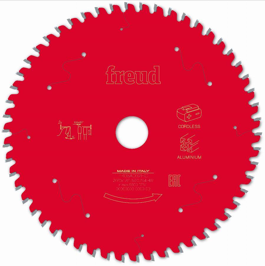 Lame pour scie circulaire portative sans fil FREUD - Ø160 1,8/1,3 AL20 Z54 TP 0° - F03FS10085 -FR06A002HC - Image 2