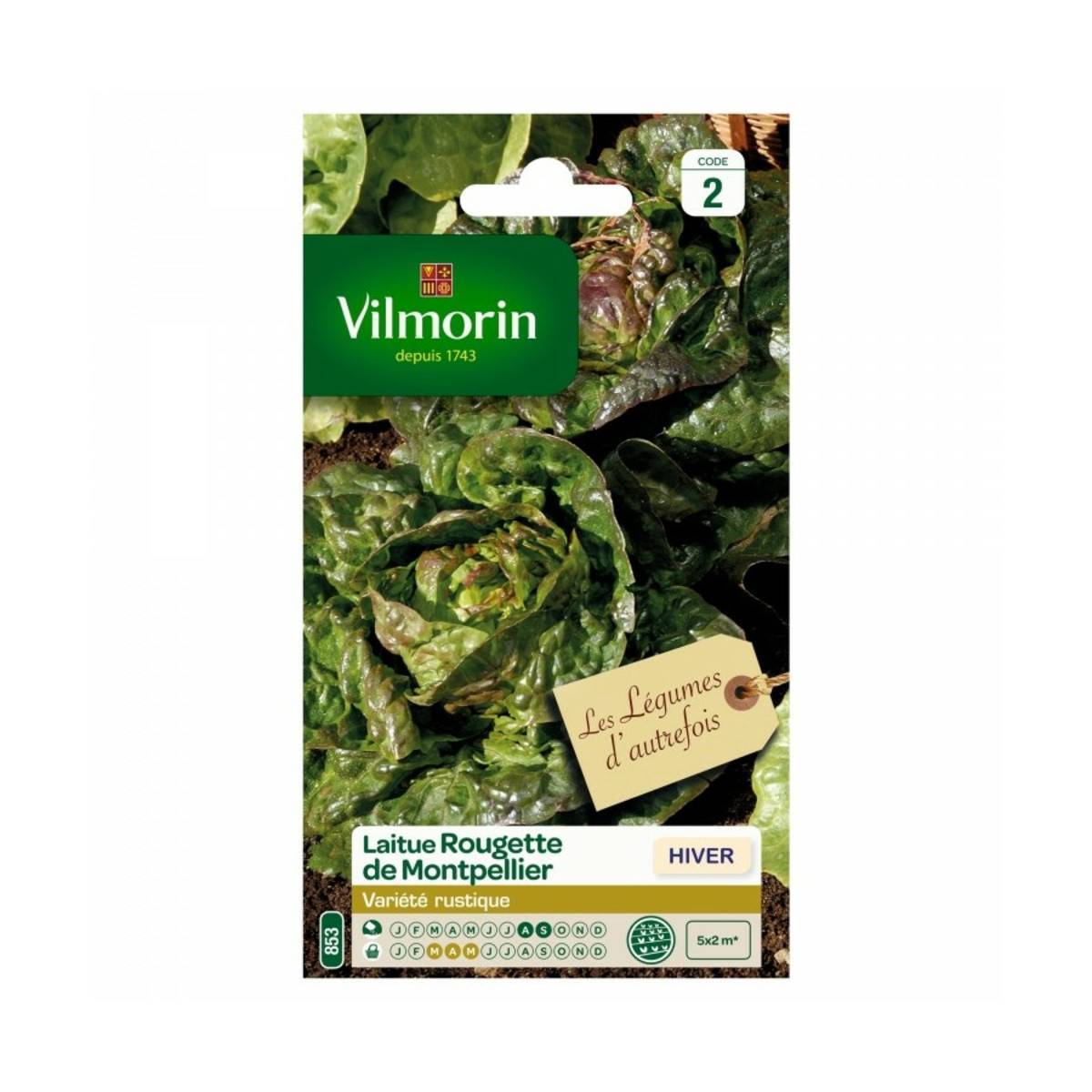 Vilmorin - Sachet graines  Laitue d'hiver Rougette de Montpellier