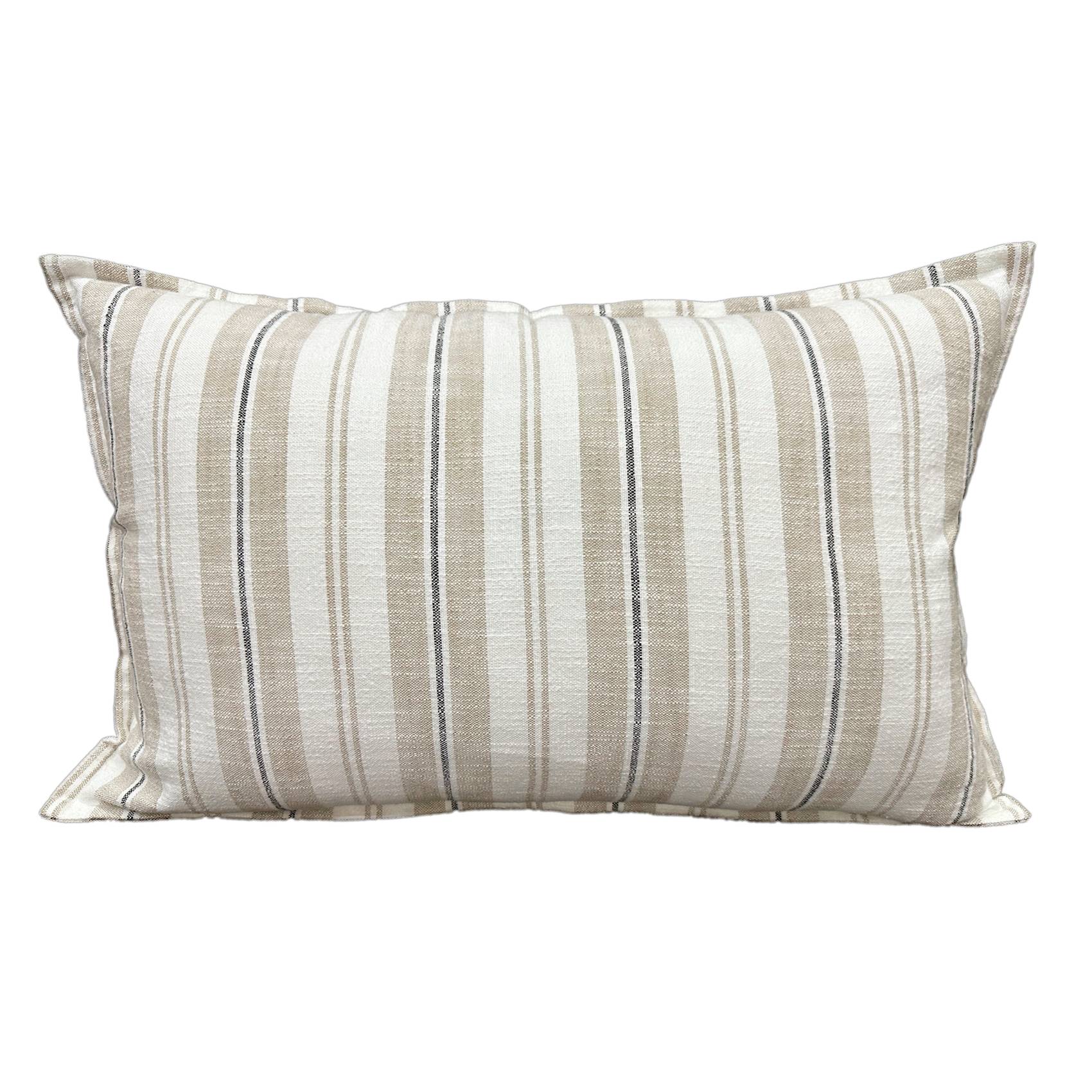 Home Maison - Housse de coussin  recto-verso 100% coton rayures tapissier LOURMARIN - HOME MAISON - Coton - Beige - Image 3