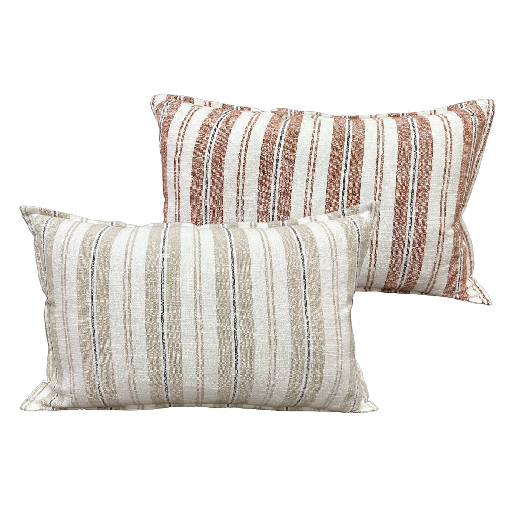 Home Maison - Housse de coussin  recto-verso 100% coton rayures tapissier LOURMARIN - HOME MAISON - Coton - Beige - Image 1