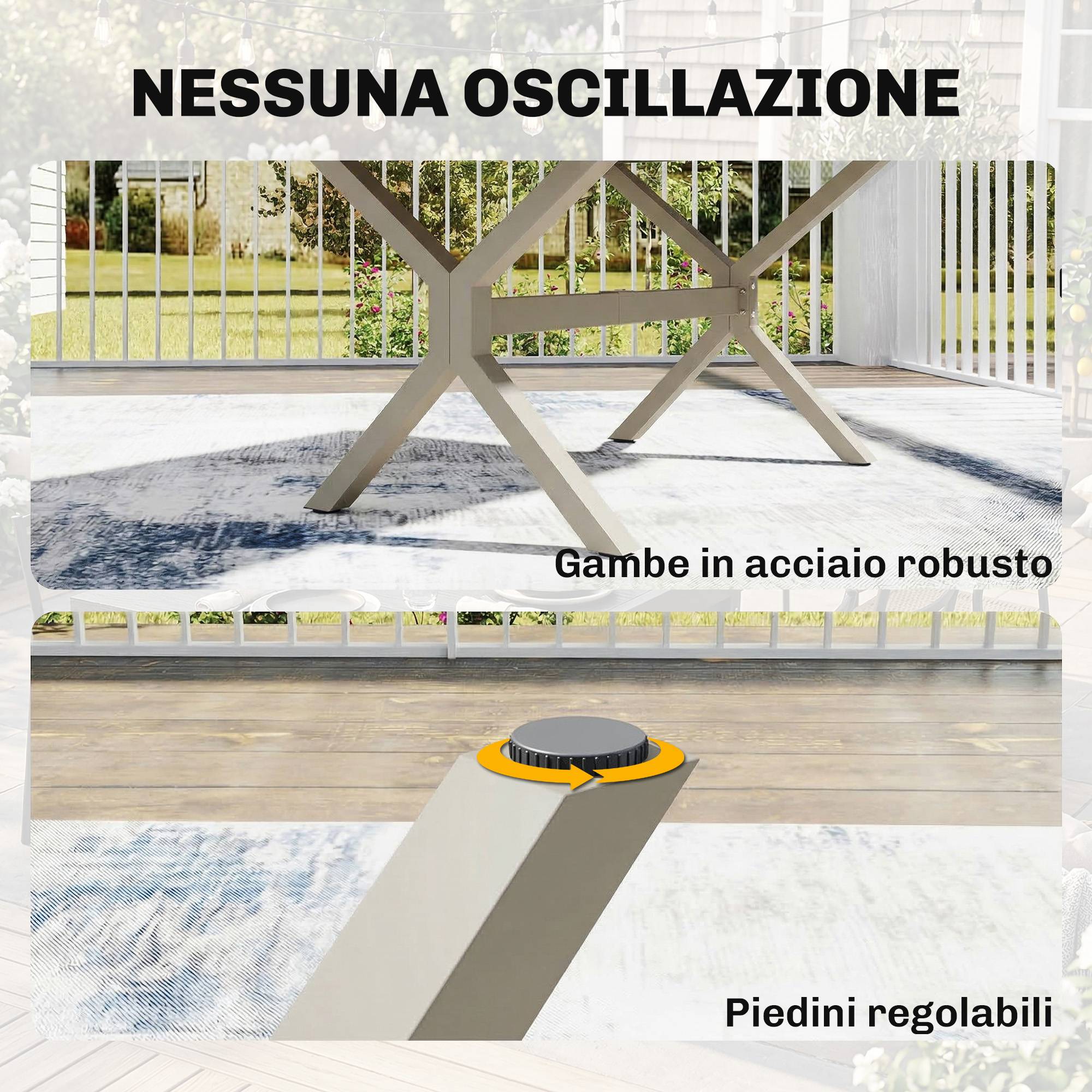 Table de jardin extensible aluminium acier 8 à 10 places effet bois gris argenté - ComfortXL Outdoor Living - Image 8