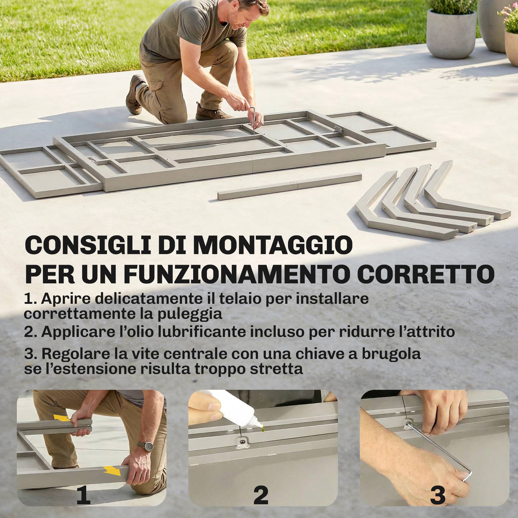 Table de jardin extensible aluminium acier 8 à 10 places effet bois gris argenté - ComfortXL Outdoor Living - Image 9