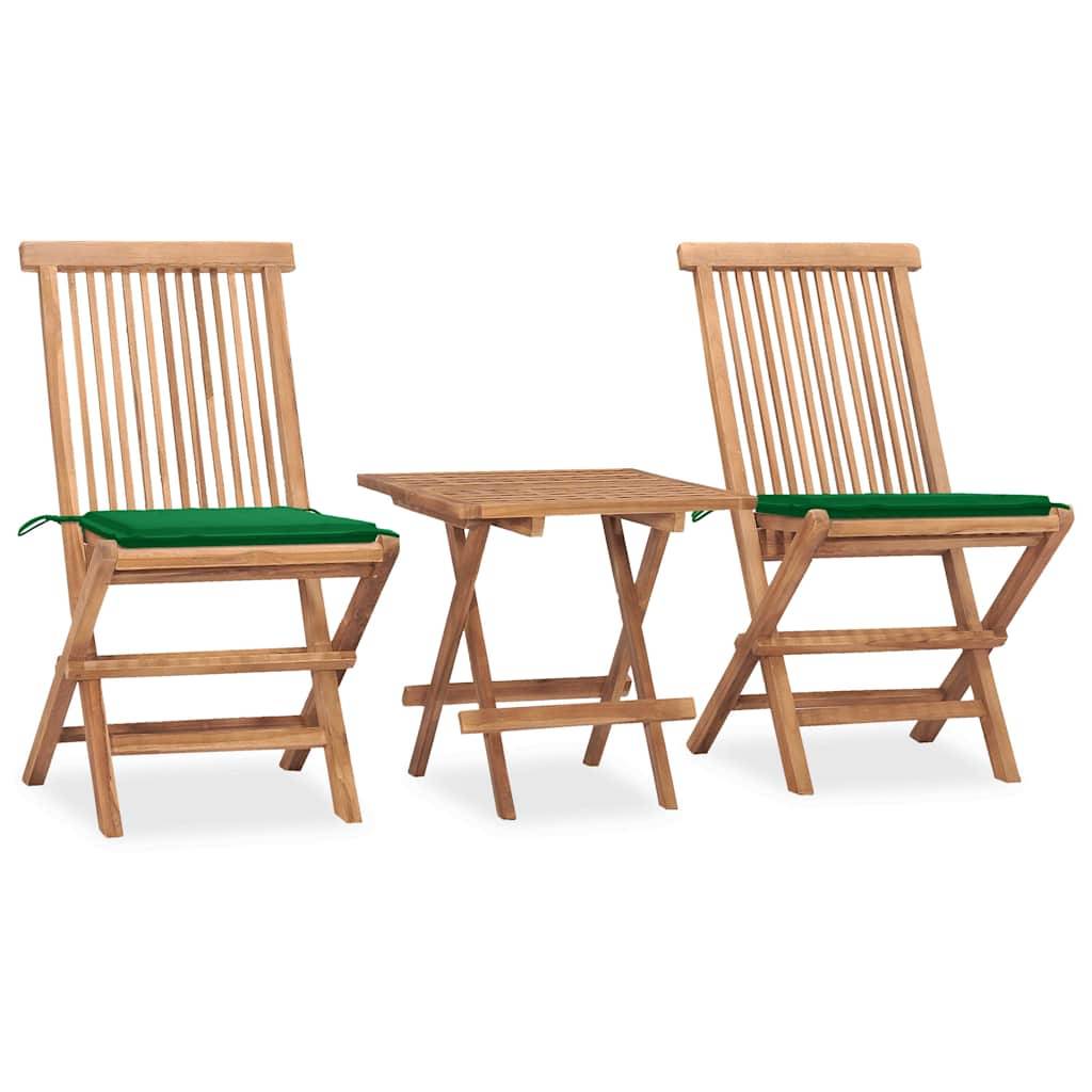 Vidaxl - Ensemble à manger d'extérieur pliable avec coussin 3 pcs-Salons de jardin Teck 155452