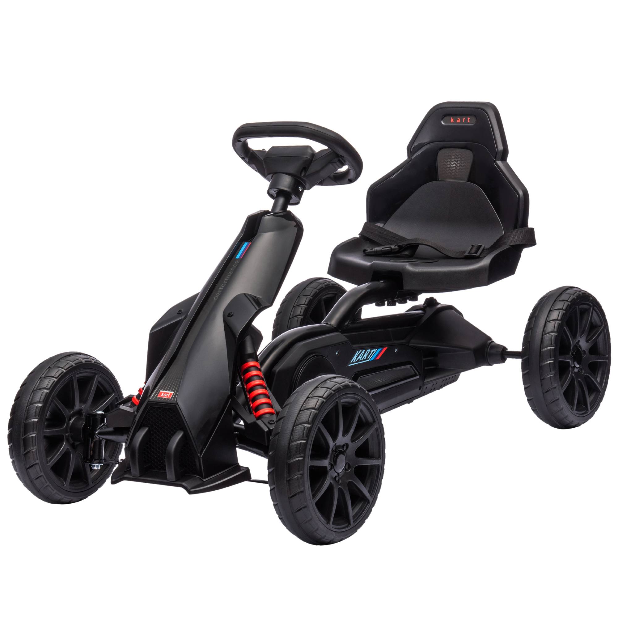 Sans Marque - Karting pédales enfants 3-8 ans siège réglable roues EVA 100x58x58,5 cm noir - Image 2