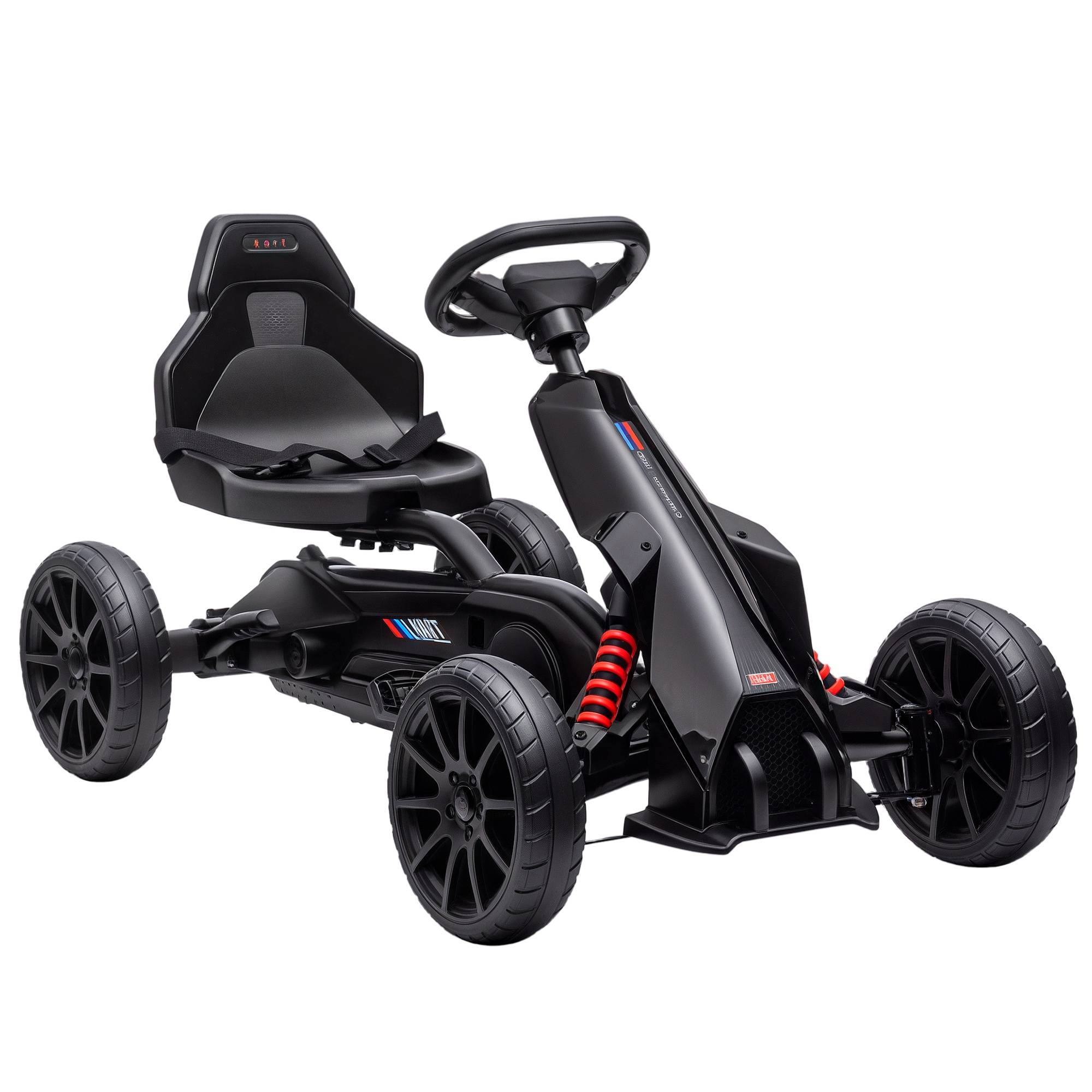 Sans Marque - Karting pédales enfants 3-8 ans siège réglable roues EVA 100x58x58,5 cm noir - Image 1