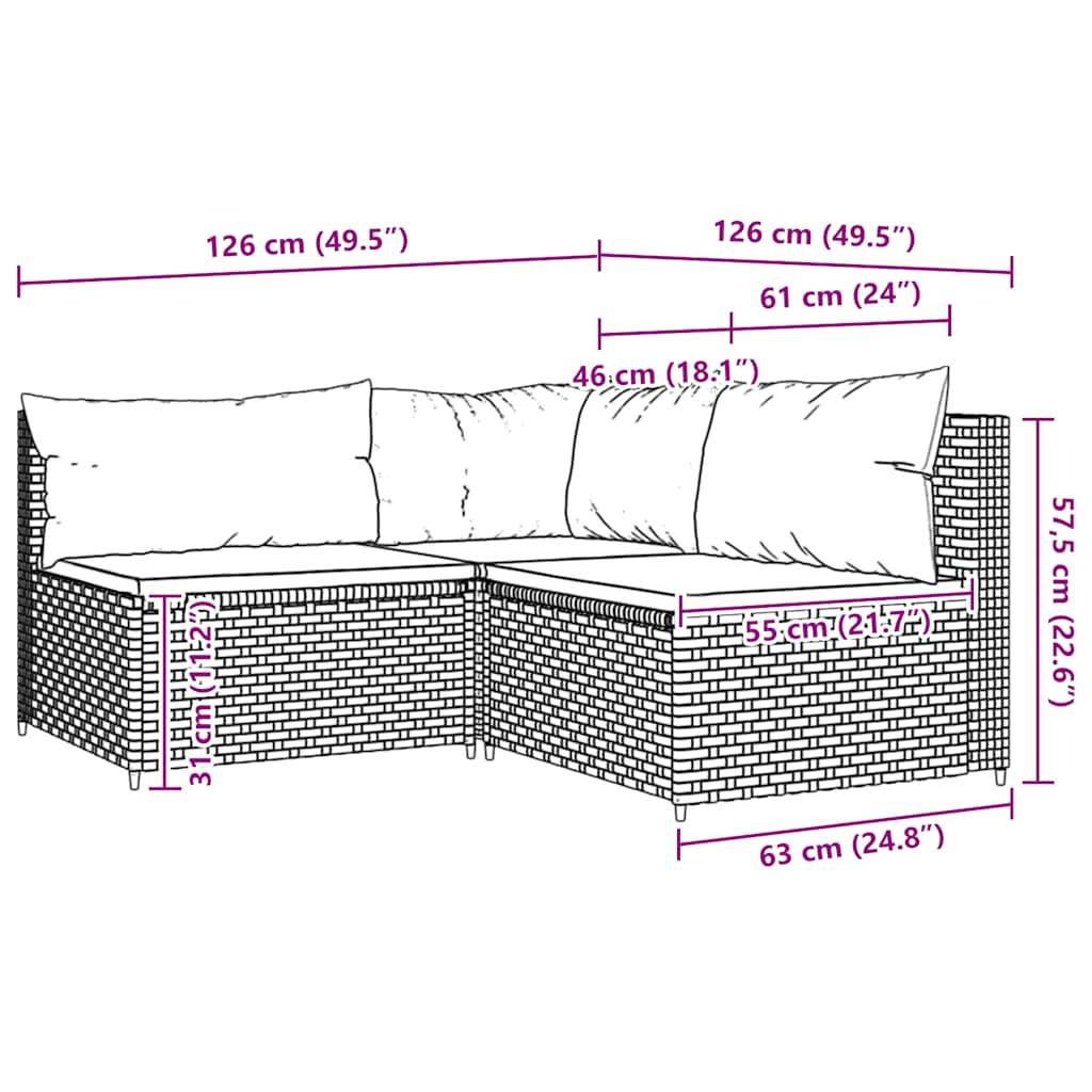 Vidaxl - Salon de jardin 3 pcs avec coussins Noir Résine tressée vidaXL 319732 - Image 3
