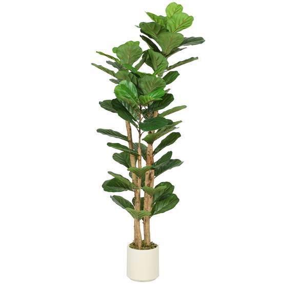 Plante artificielle intérieure 150 cm Figuier lyre arbre artificiel avec pot en plastique et tronc en bois massif - Image 1