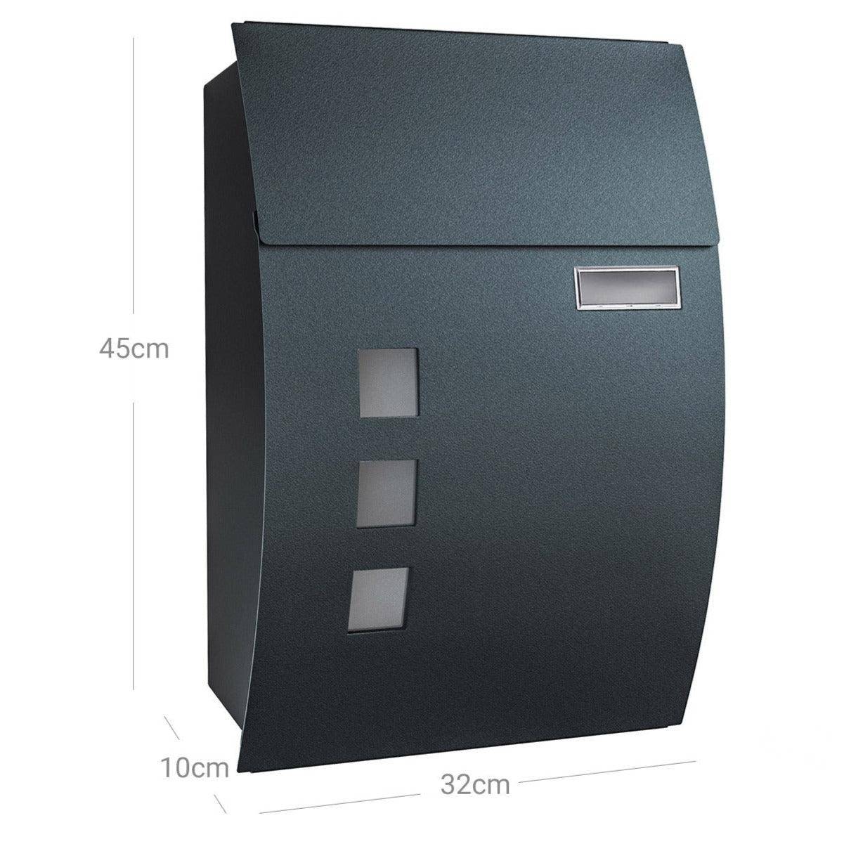 Helloshop26 - Boîte aux lettres murale avec fenêtres de visualisation emplacement pour nom 2 clés facile à installer gris anthracite - Image 4