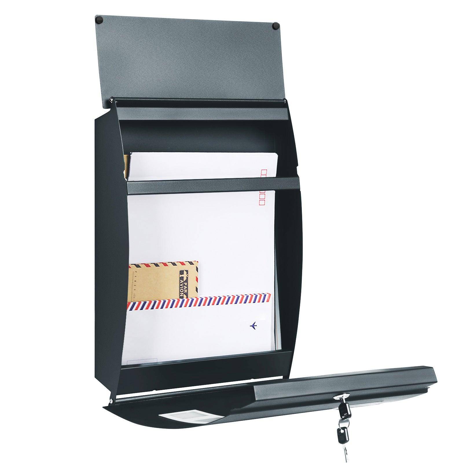 Helloshop26 - Boîte aux lettres murale avec fenêtres de visualisation emplacement pour nom 2 clés facile à installer gris anthracite - Image 3