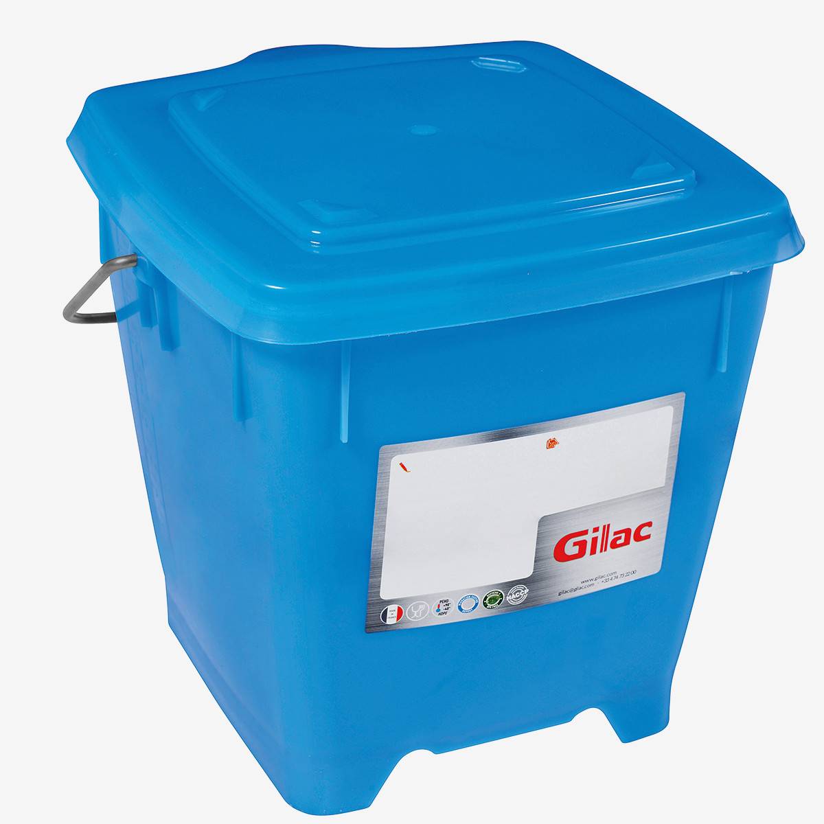 Seau Carré HACCP 12 L et Couvercle Etanche - Gilac -