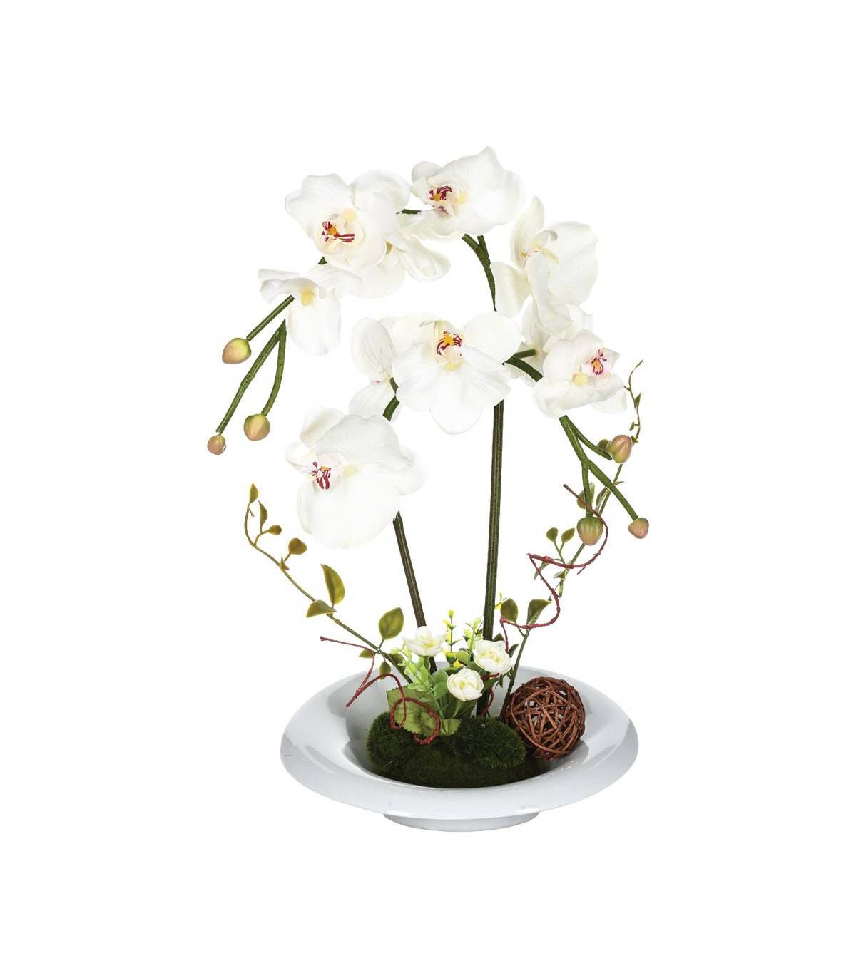 Composition florale d'Orchidées artificielles Vase en Céramique H 40 cm - Image 1