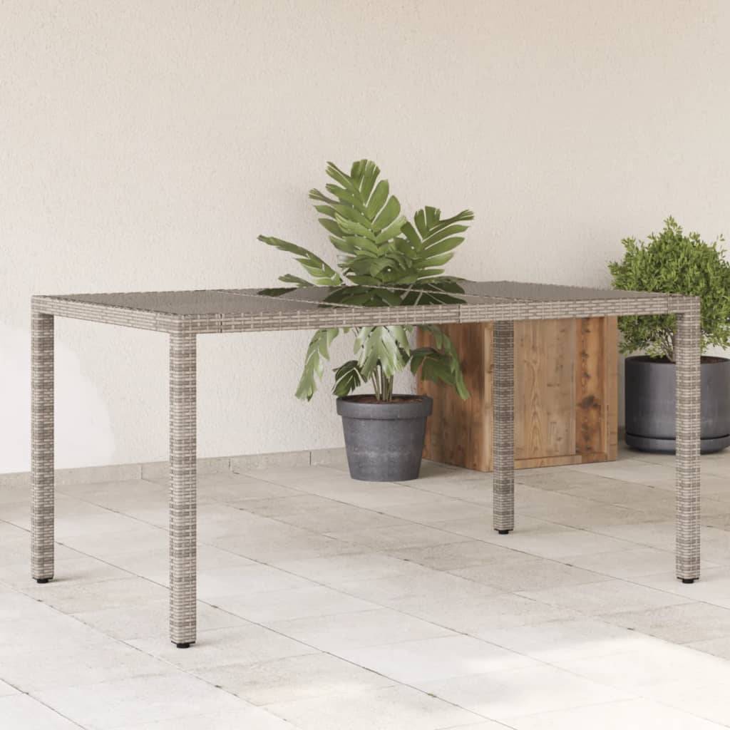 ComfortXL - Table de Jardin 150x90cm en Résine Tressée Grise, Plateau en Verre Trempé pour 6 Convives – ComfortXL Outdoor Living - Image 1