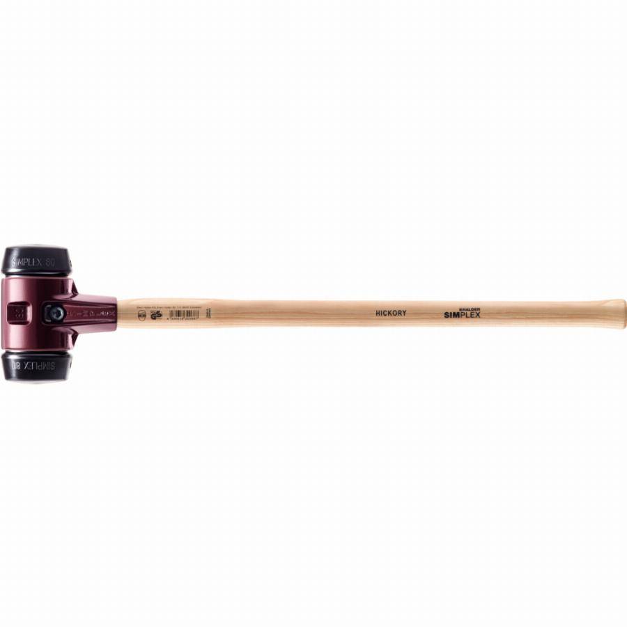 Marteau de frappeur HALDER SIMPLEX Caoutchouc chargé avec boîtier en fonte malléable, manche en bois hickory de haute qualité - D=80 mm - 3002.081