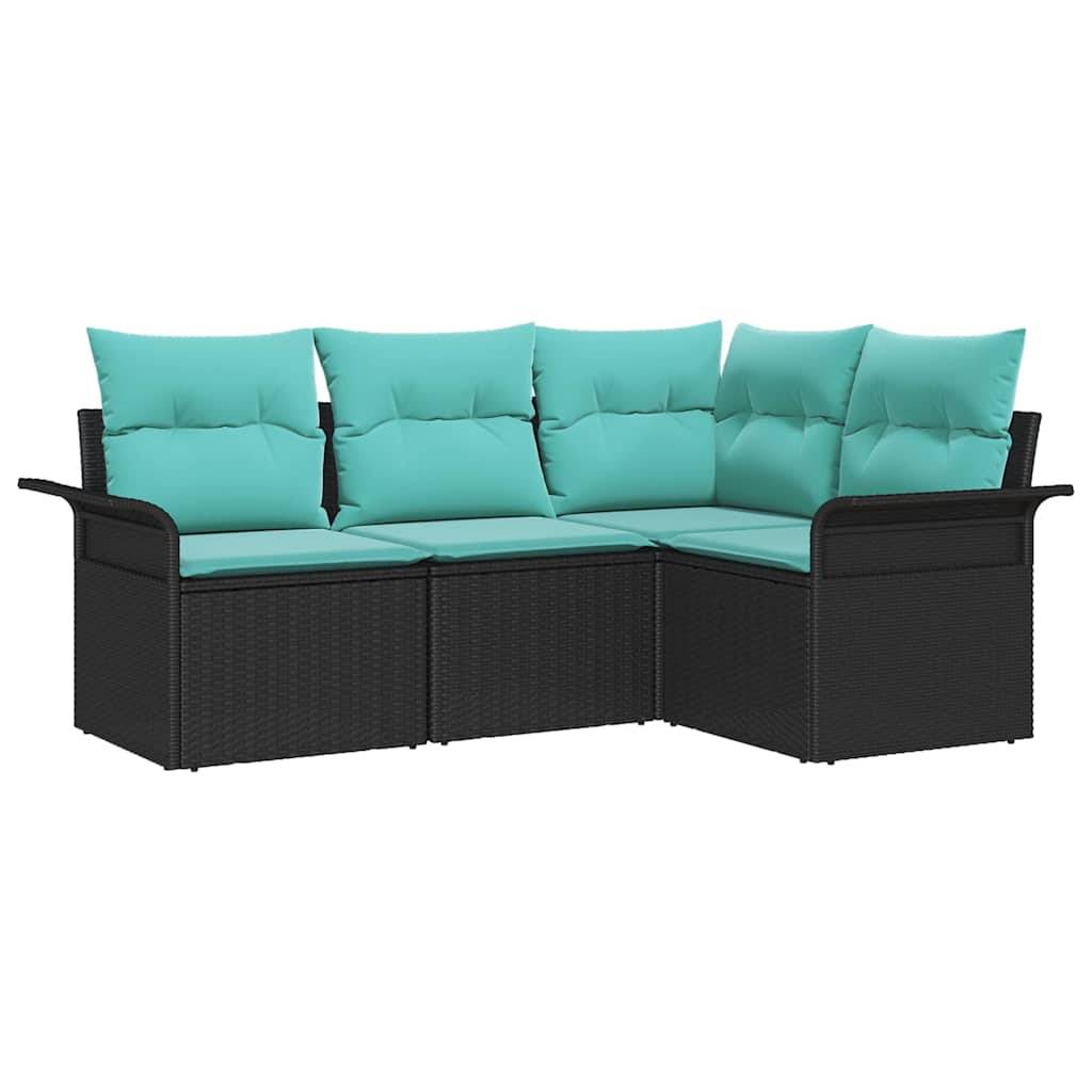 Vidaxl - Ensemble de canapé de jardin avec coussin Noir polyrotin vidaXL 3345346 - Image 2