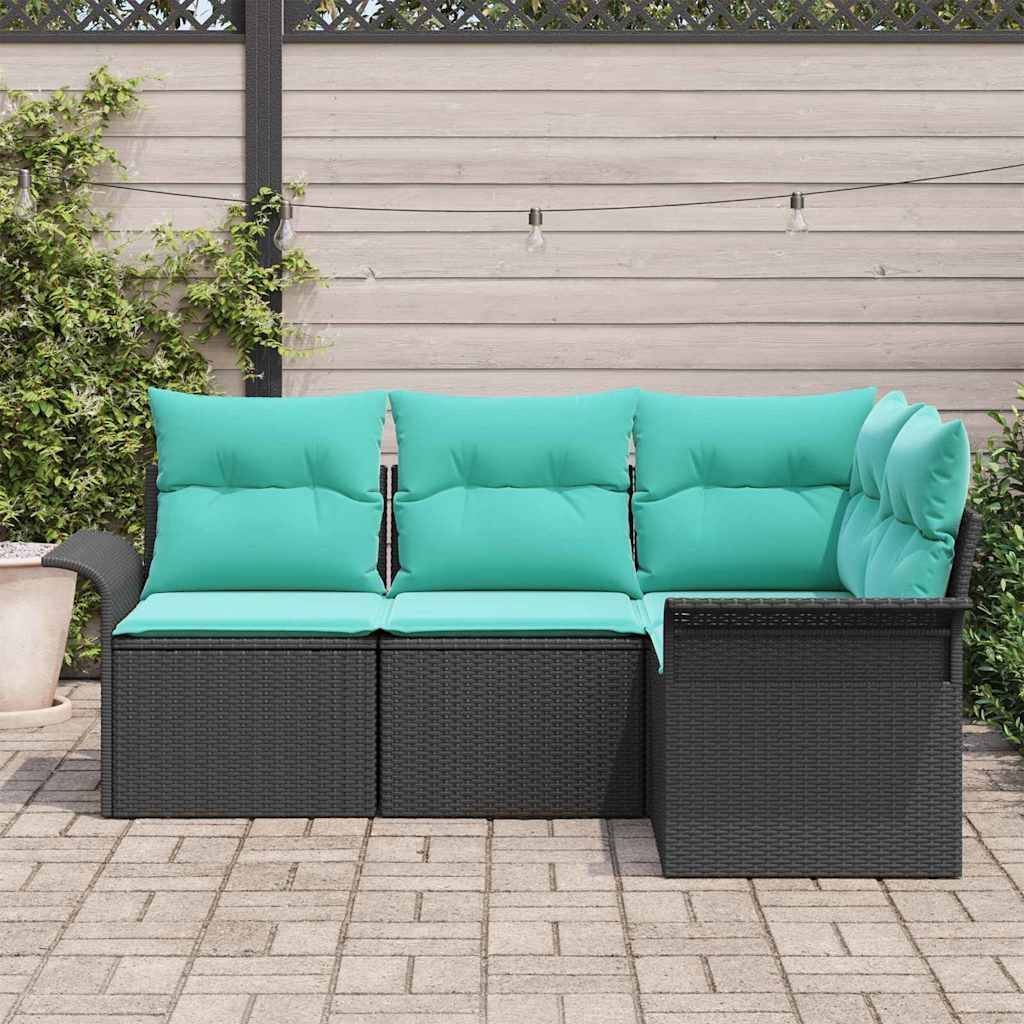 Vidaxl - Ensemble de canapé de jardin avec coussin Noir polyrotin vidaXL 3345346 - Image 4