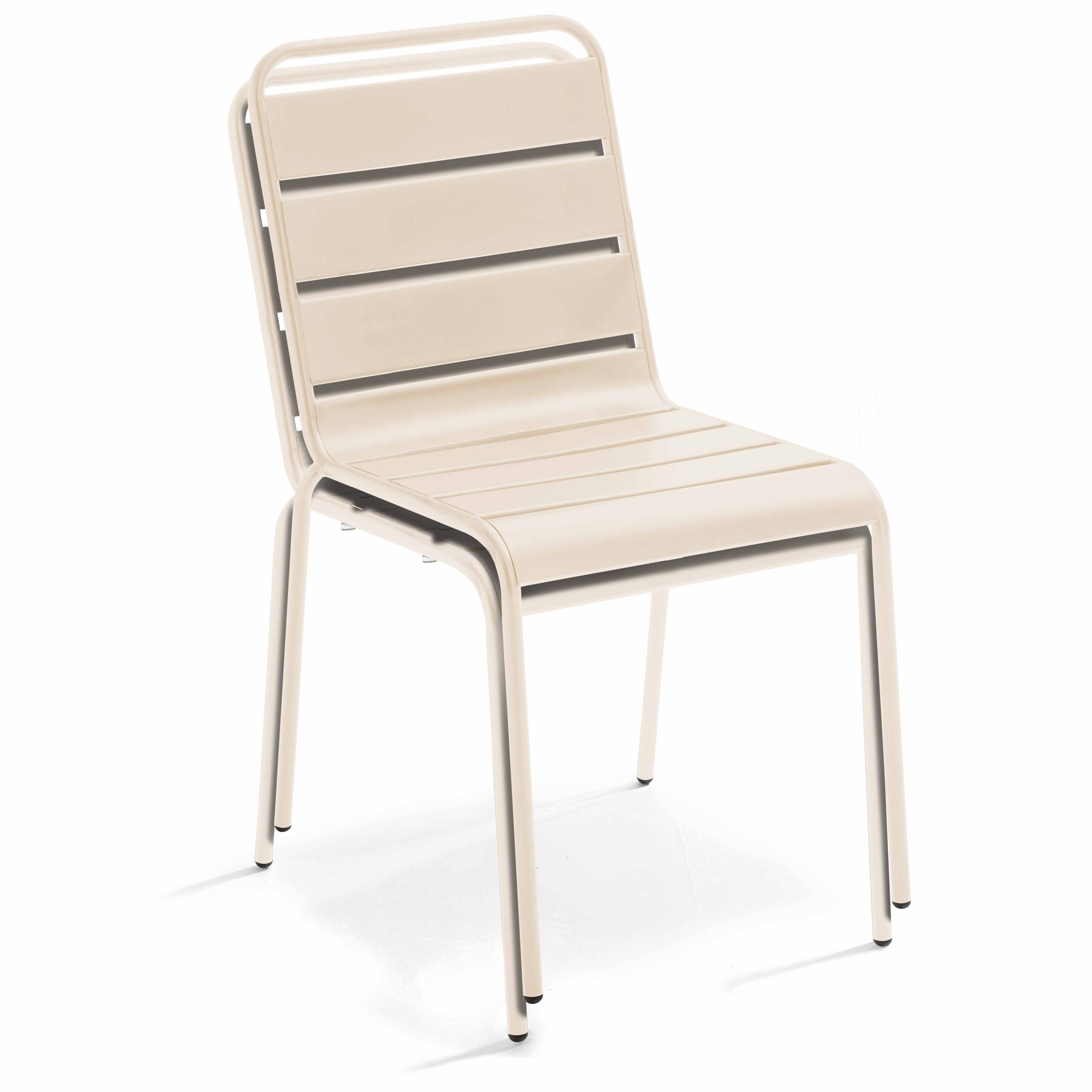 Oviala - Ensemble table de jardin et 4 chaises en métal ivoire Palavas - Oviala - Image 5