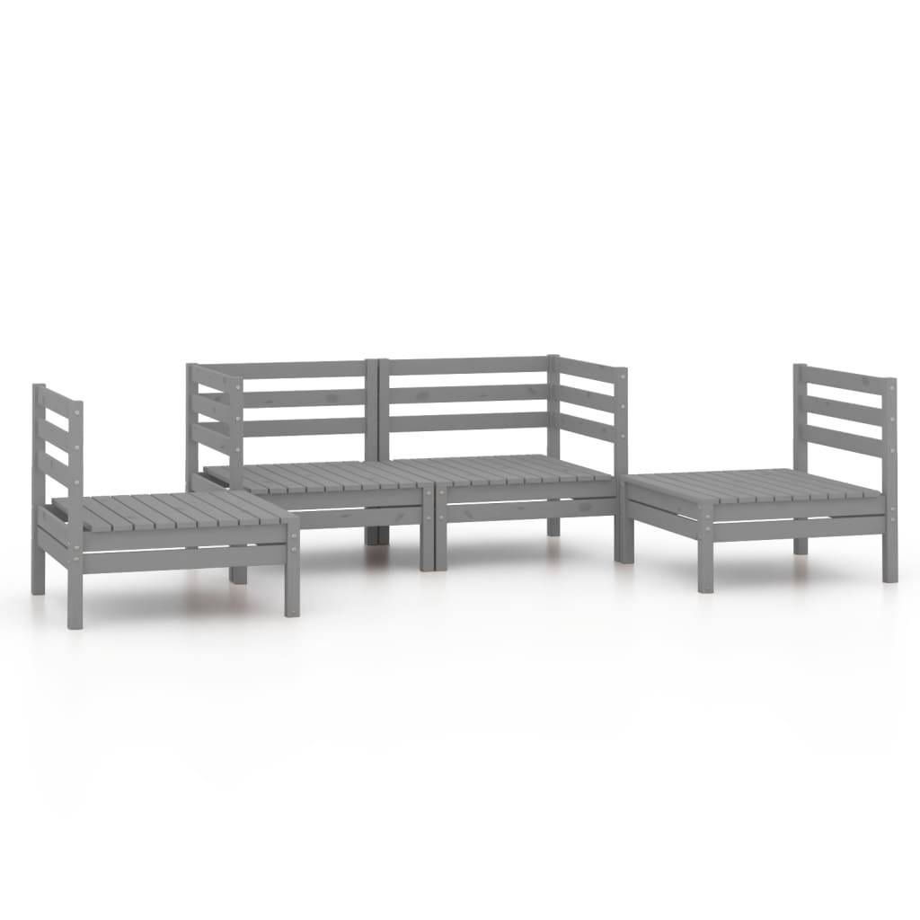 Helloshop26 - Salon de jardin meuble d'extérieur ensemble de mobilier 4 pièces gris bois de pin massif - Image 1