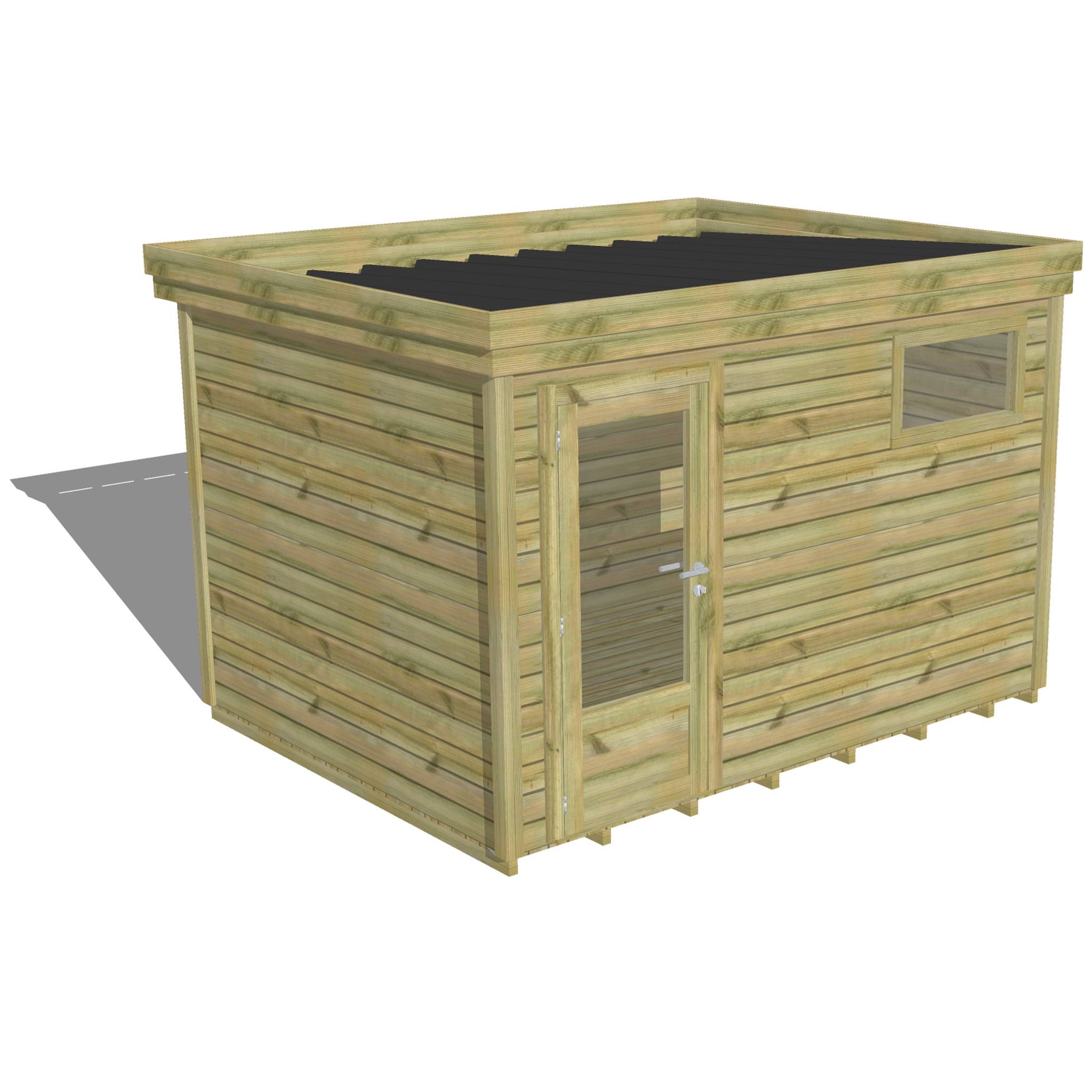 Abri Français - ABRI DE JARDIN bois  autoclave 27mm - 3,44x2,64m / 9m2 - Bac acier - Plancher bois