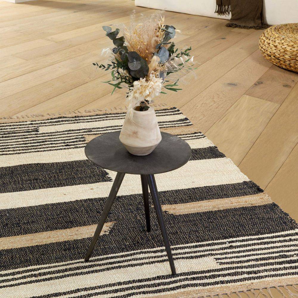 Aubry Gaspard - Tapis en jute naturel et coton naturel et teinté Ethnique Naturel et noir - 120 x 180 cm - Image 2
