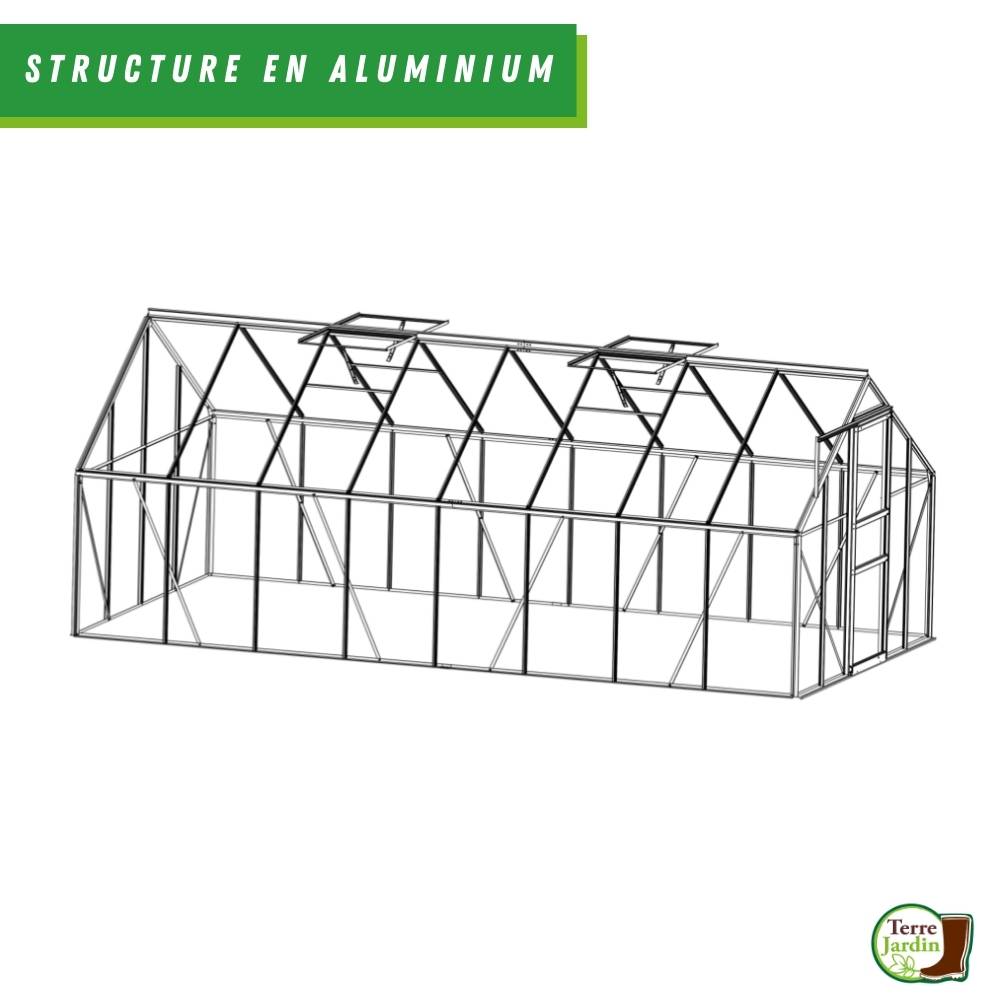 Serre de jardin 12,25 m² en aluminium avec parois polycarbonate et double porte – Terre Jardin - Image 4