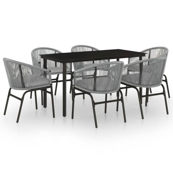 Salon de Jardin 6P 140cm Rotin PVC avec Coussins Gris – ComfortXL Outdoor Living - Image 2