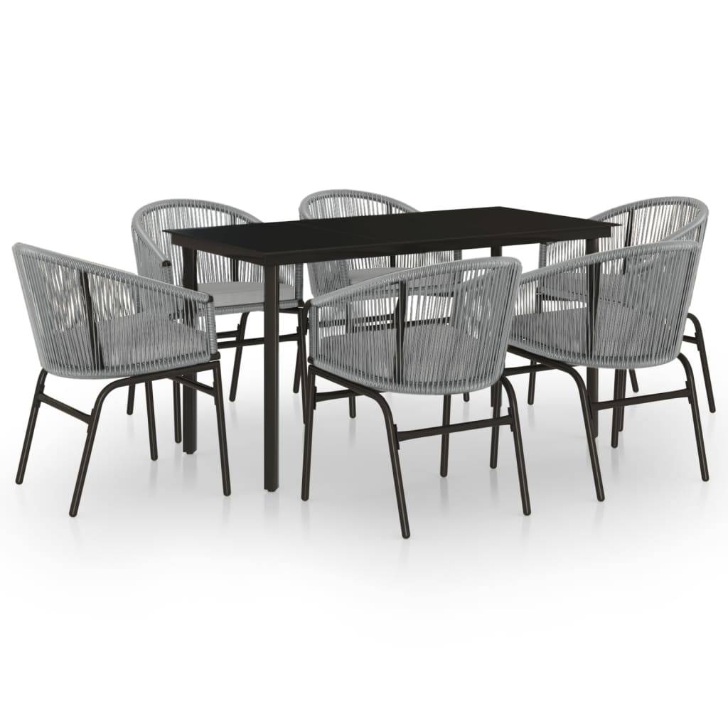 Salon de Jardin 6P 140cm Rotin PVC avec Coussins Gris – ComfortXL Outdoor Living - Image 2