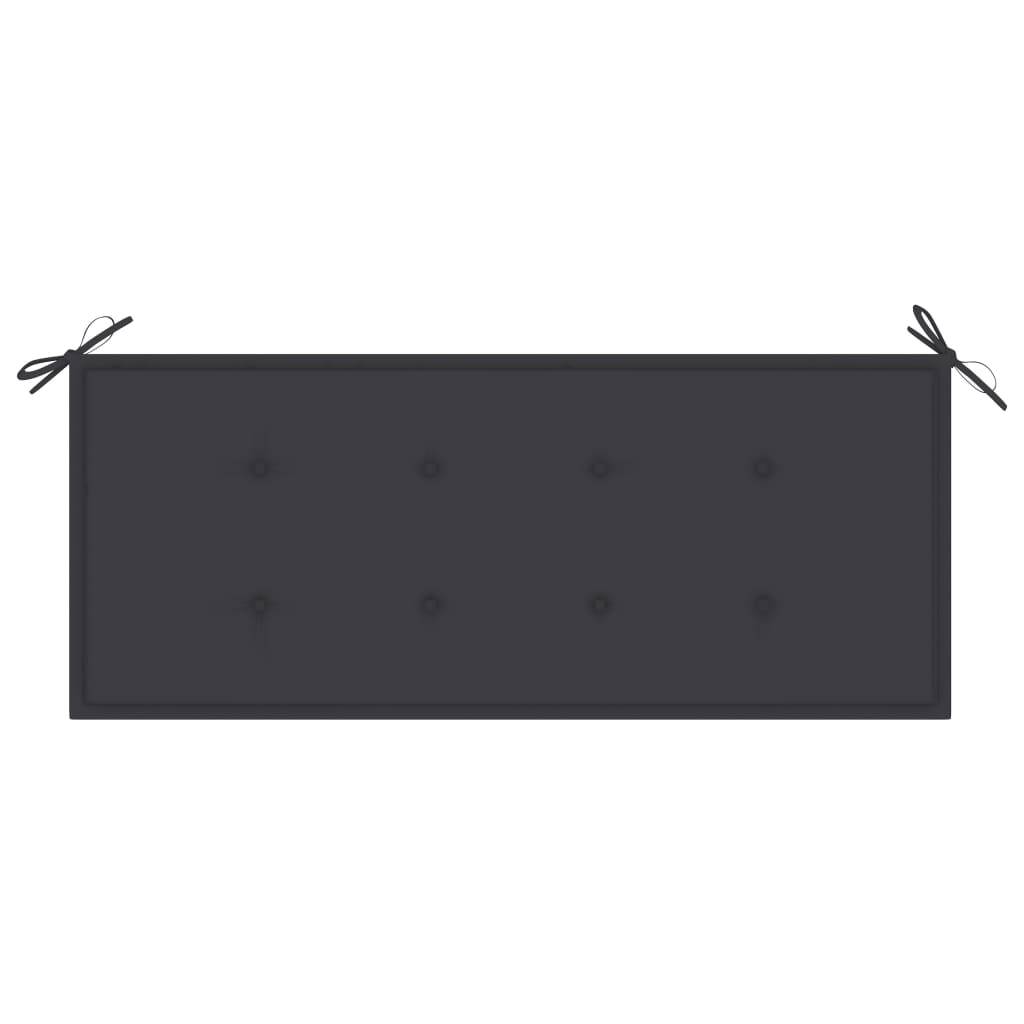 Helloshop26 - Banc de jardin meuble de patio d'extérieur terrasse avec coussin anthracite 120 x 51,5 x 84 cm bois de teck massif - Image 6