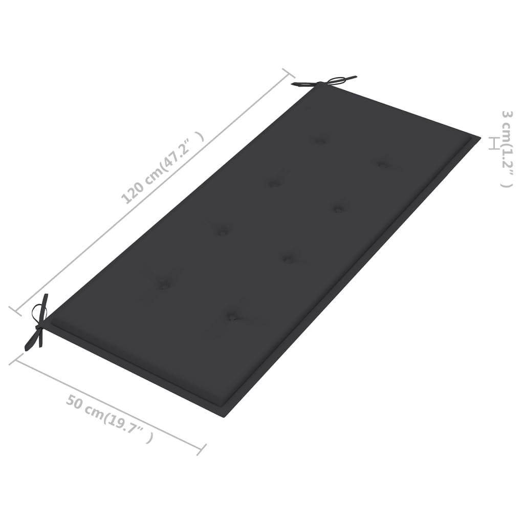 Helloshop26 - Banc de jardin meuble de patio d'extérieur terrasse avec coussin anthracite 120 x 51,5 x 84 cm bois de teck massif - Image 9