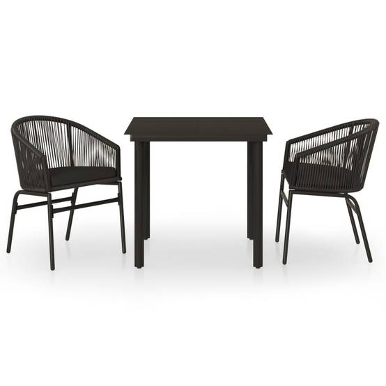 Ensemble Repas de Jardin 2P Rotin PVC avec Coussins Noir – ComfortXL Outdoor Living - Image 2