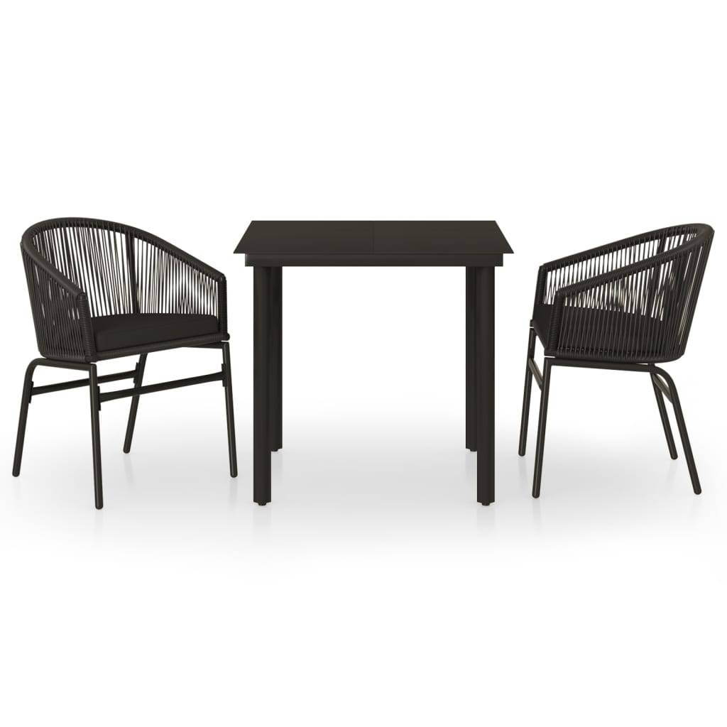 Ensemble Repas de Jardin 2P Rotin PVC avec Coussins Noir – ComfortXL Outdoor Living - Image 2
