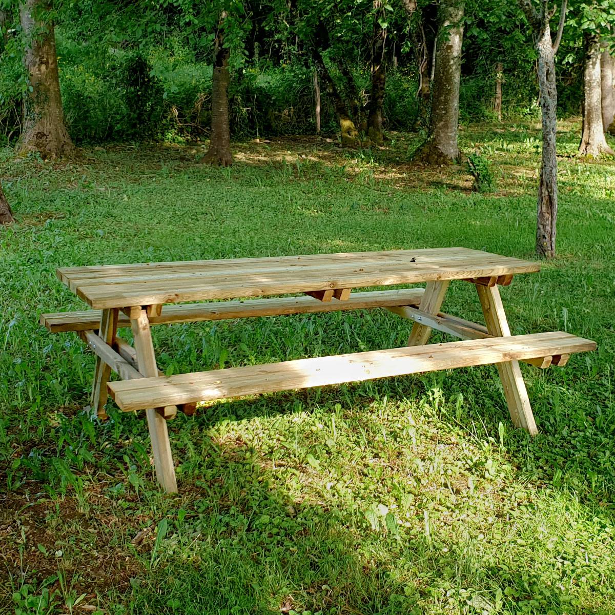 Table de pique-nique bois 6/8 places Fontainebleau - Cémonjardin - Image 2