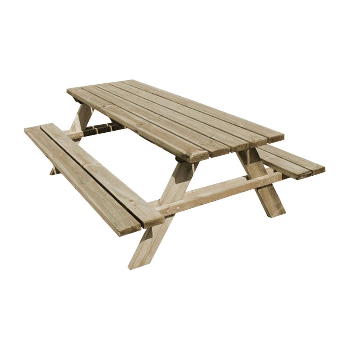 Table de pique-nique bois 6/8 places Fontainebleau - Cémonjardin - Image 1