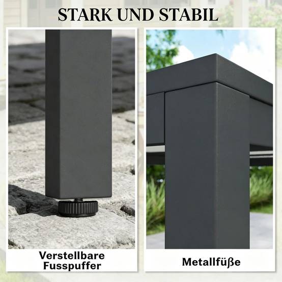 ComfortXL - Table de jardin acier galvanisé repas extérieur plateau effet bois 140 x 80 cm gris - ComfortXL Outdoor Living - Image 7