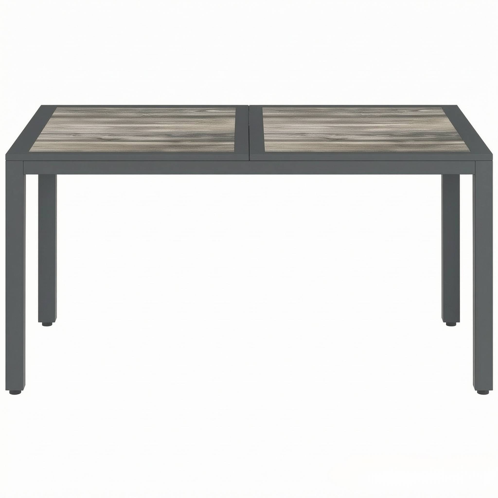 ComfortXL - Table de jardin acier galvanisé repas extérieur plateau effet bois 140 x 80 cm gris - ComfortXL Outdoor Living - Image 3
