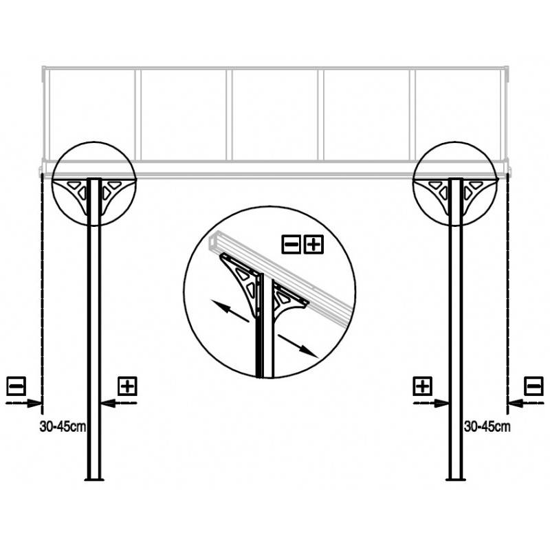 Pergola adossée ajustable aluminium 9,57 m² anthracite polycarbonate 6mm X-METAL - Image 7