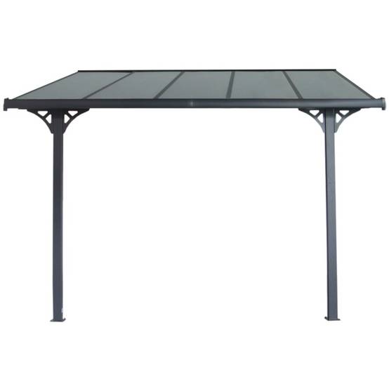 Pergola adossée ajustable aluminium 9,57 m² anthracite polycarbonate 6mm X-METAL - Image 2