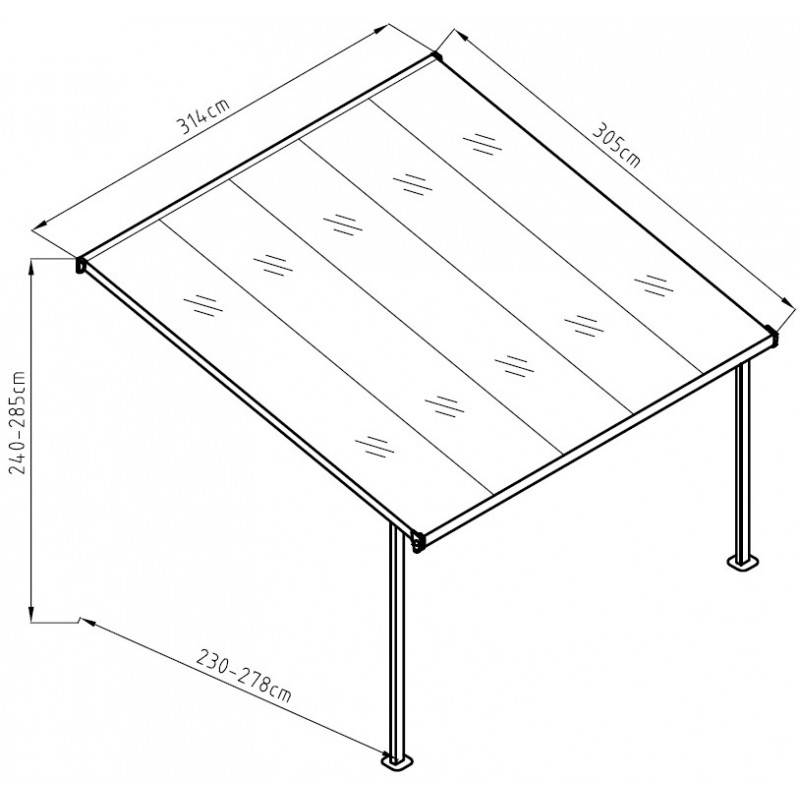 Pergola adossée ajustable aluminium 9,57 m² anthracite polycarbonate 6mm X-METAL - Image 5