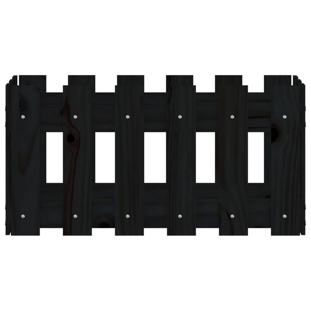 Maison Chic - Jardinière | Pot de fleurs | Cache-pot | Bac à fleurs avec design de clôture noir 60x30x30 cm pin massif - Image 5